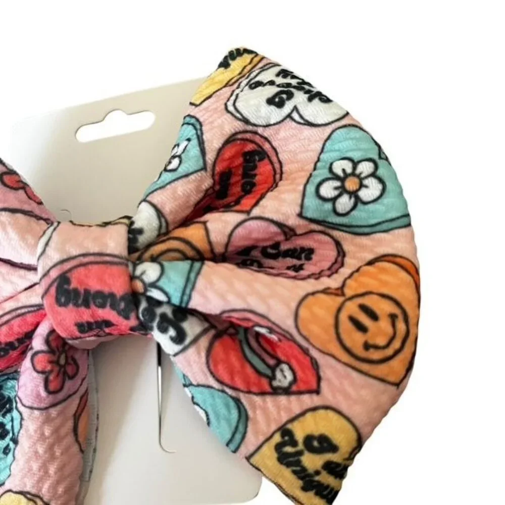 Pink Heart Print Bow 5